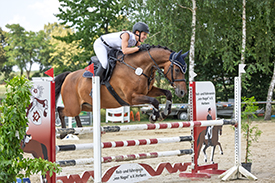 Sprung über den Oxer des Reitvereins von Nagel Herbern